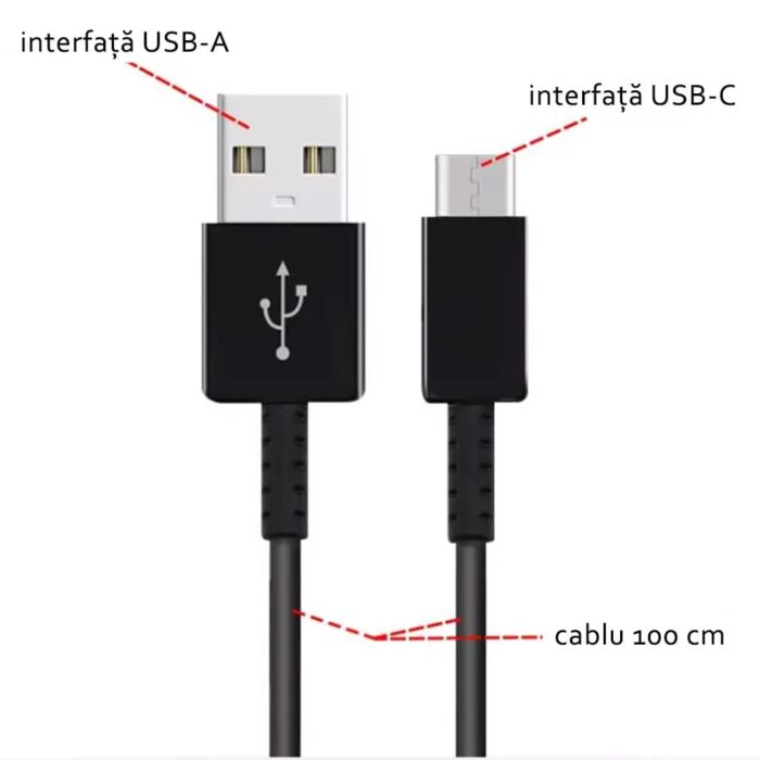 Cablu USB la Type C 480Mbps 2.1A 1m Samsung EP DG970BBE Black Bulk Packing 2