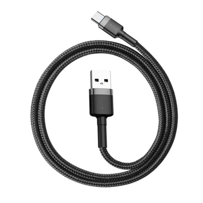Cablu USB la Type C Fast Charge 3A 480Mbps 0.5m Baseus Cafule CATKLF AG1 Gray Black 3