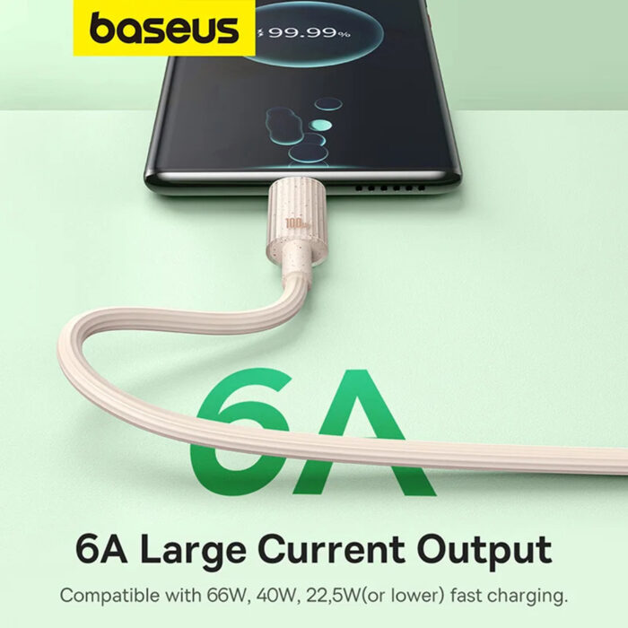 Cablu USB la Type C Fast Charging 100W 480Mbps 1m Baseus Habitat Series P10360203631 00 Natural Green 4