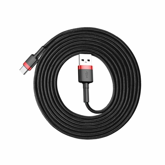 Cablu de Date USB la Type C 3A 480Mbps 1m Baseus Cafule CATKLF B91 Red Black 5