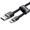 Cablu de Date USB la Type C 3A 480Mbps 1m Baseus Cafule CATKLF BG1 Gray Black 3