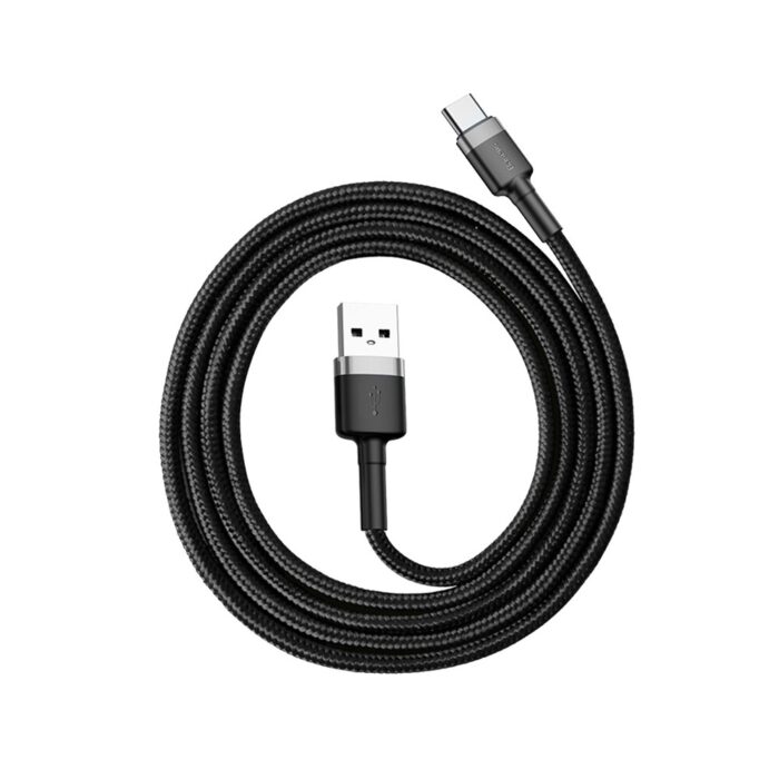 Cablu de Date USB la Type C 3A 480Mbps 1m Baseus Cafule CATKLF BG1 Gray Black 4