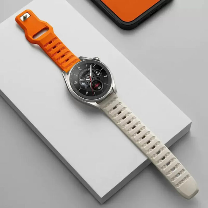 Curea pentru Samsung Galaxy Watch 45Active 2 Huawei Watch GT 3 42mmGT 3 Pro 43mm Techsuit Watchband W050 Orange Beige 3