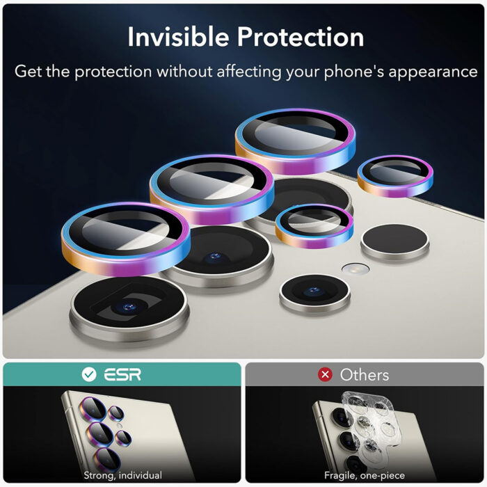 Folie Camera pentru Samsung Galaxy S24 Ultra ESR Lens Protector Tempered Glass Chromatic 2