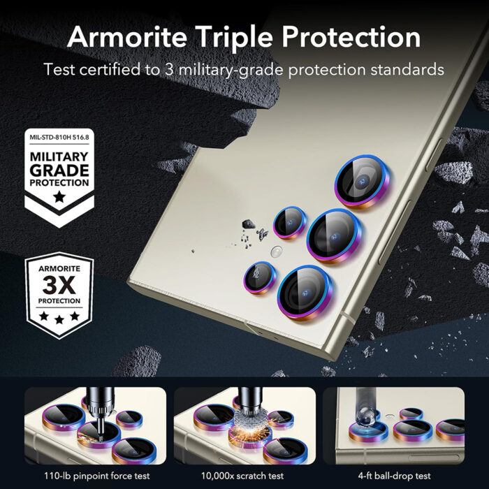 Folie Camera pentru Samsung Galaxy S24 Ultra ESR Lens Protector Tempered Glass Chromatic 5