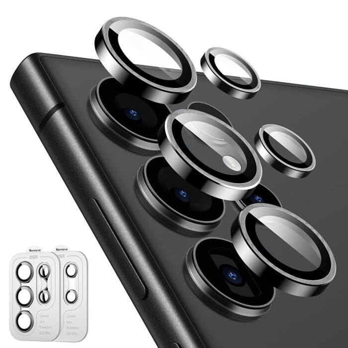 Folie Camera pentru Samsung Galaxy S24 Ultra set 2 ESR Lens Protector Tempered Glass Black