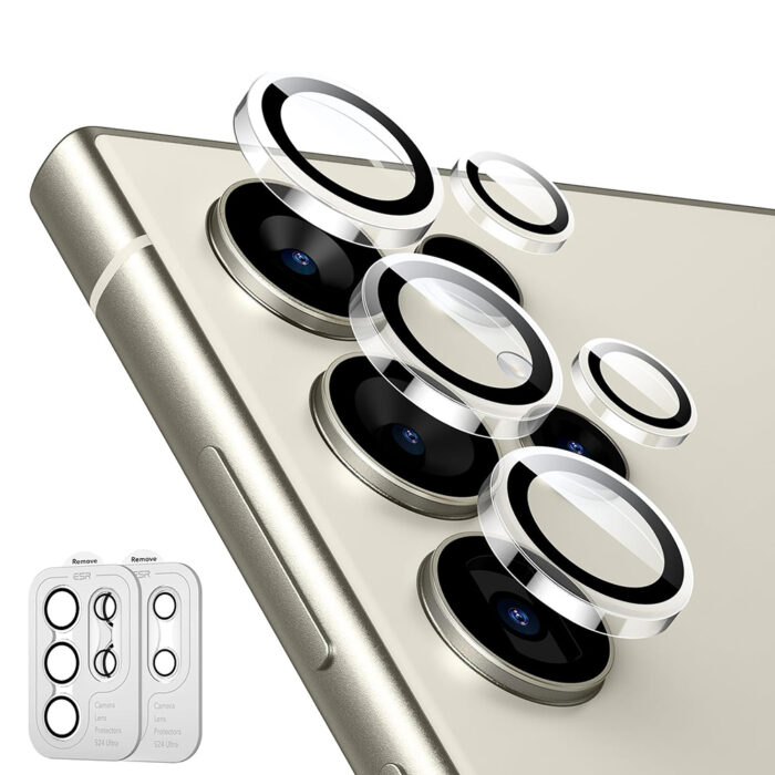 Folie Camera pentru Samsung Galaxy S24 Ultra set 2 ESR Lens Protector Tempered Glass Clear