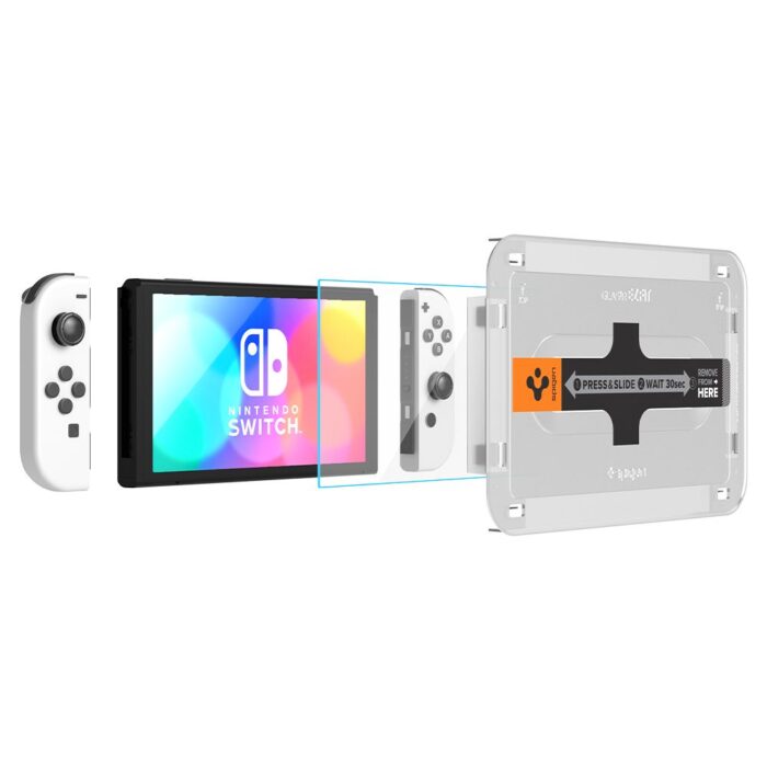 Folie pentru Nintendo Switch OLED set 2 Spigen Glas.tR EZ FIT Clear 2