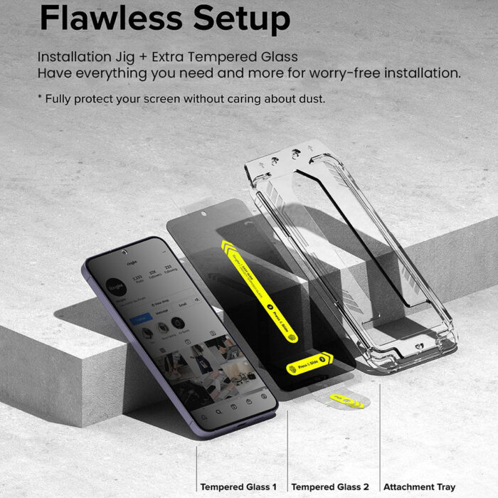 Folie pentru Samsung Galaxy S24 set 2 Ringke Easy Slide Tempered Glass Privacy 5
