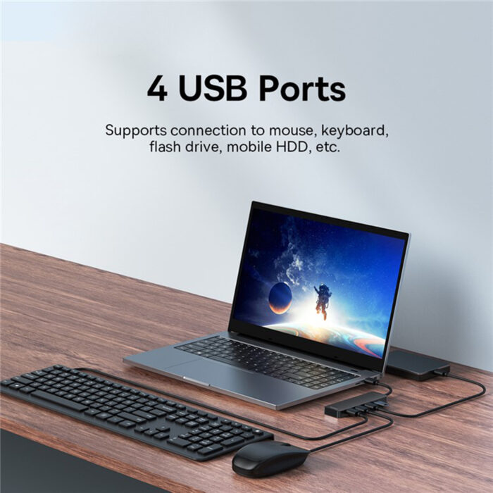 Hub USB la 4x USB 3.0 5Gbps 15cm Baseus UltraJoy Series B0005280B111 00 Black 3