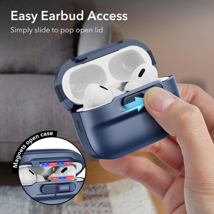 Husa pentru Apple AirPods Pro 1 2 ESR Pulse Magnetic HaloLock Dark Blue 3