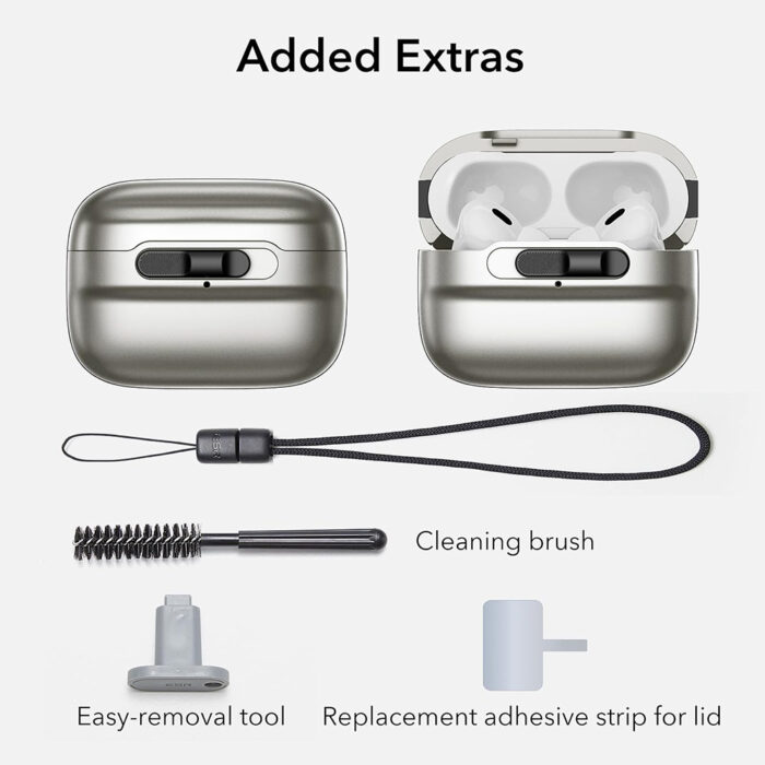 Husa pentru Apple AirPods Pro 1 2 ESR Pulse Magnetic HaloLock Titanium 6