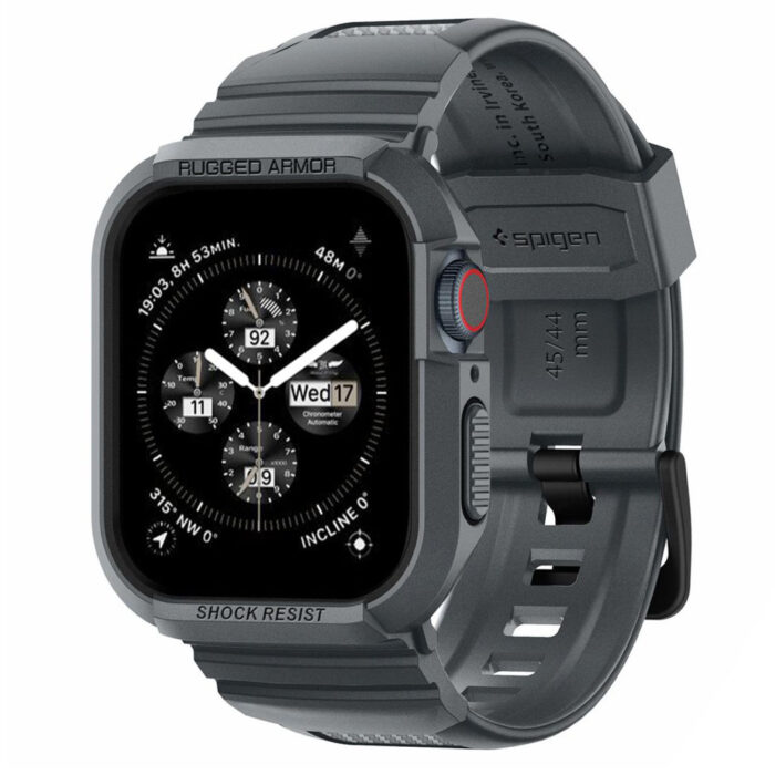 Husa pentru Apple Watch 4 5 6 SE SE 2 7 8 9 44mm45mm Curea Spigen Rugged Armor Pro Dark Grey