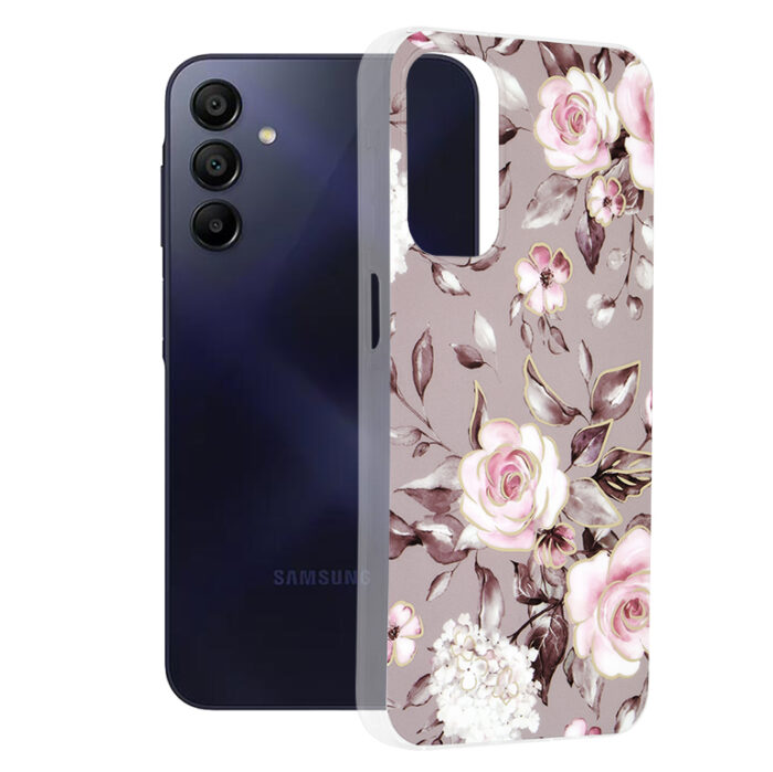 Husa pentru Samsung Galaxy A15 4G A15 5G Techsuit Marble Series Bloom of Ruth Gray