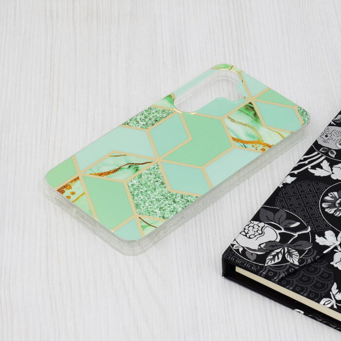 Husa pentru Samsung Galaxy S24 Techsuit Marble Series Green Hex 3