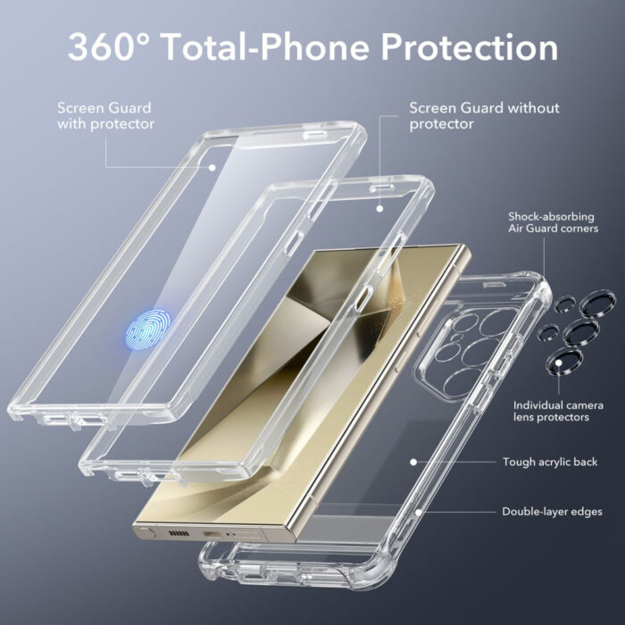 Husa pentru Samsung Galaxy S24 Ultra Folie ESR Armor Tough Kickstand HaloLock Clear 3