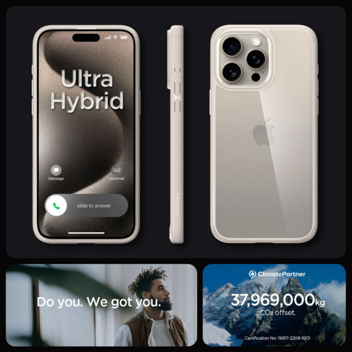Husa pentru iPhone 15 Pro Spigen Ultra Hybrid Natural Titanium 2